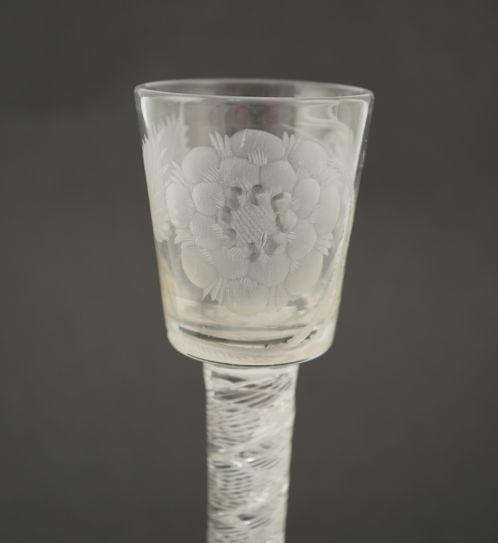 A Jacobite cordial glass, c.1750